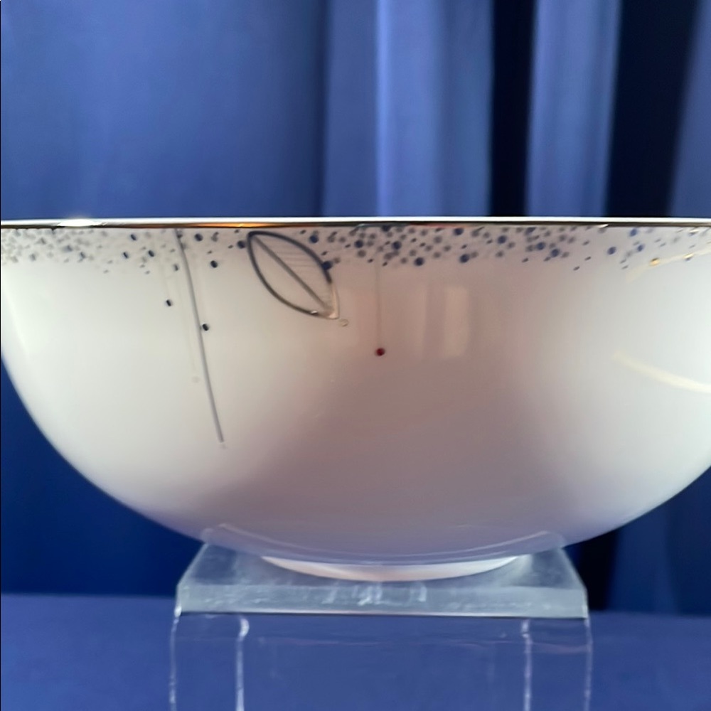 Lenox Enchanted Season White Fine Bone China Bowl Silver Trim Dishwasher Safe